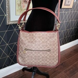 Coach Tan and Brown Signature Shoulder Bag
